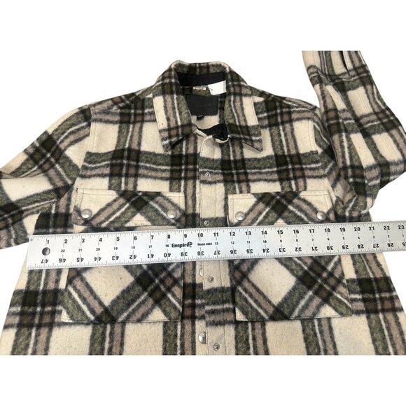 Blank NYC Flannel Plaid Shirt Jacket Shacket Medium Wool Trucker Outdoors Fall - Picture 7 of 16